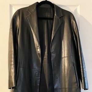 Vintage Prada Black Leather Coat